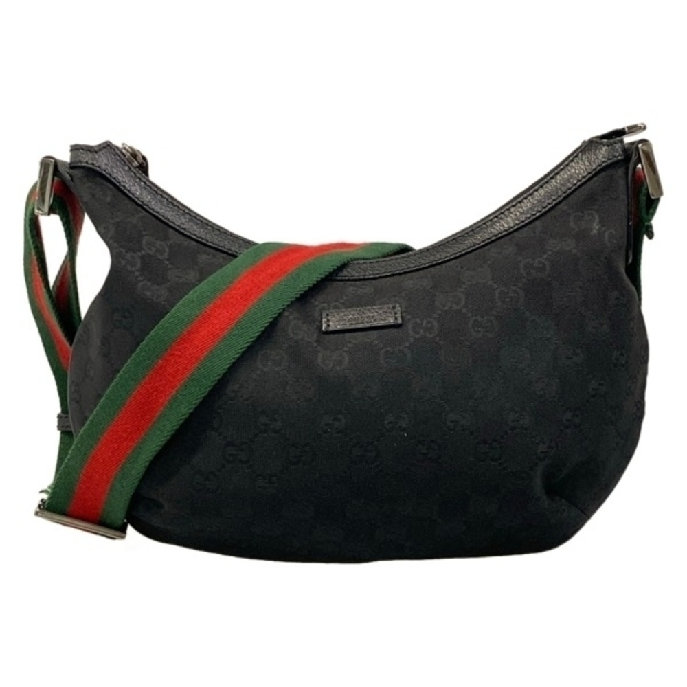 Gucci Shoulder Bag GG Sherry Web Leather Black Red Green